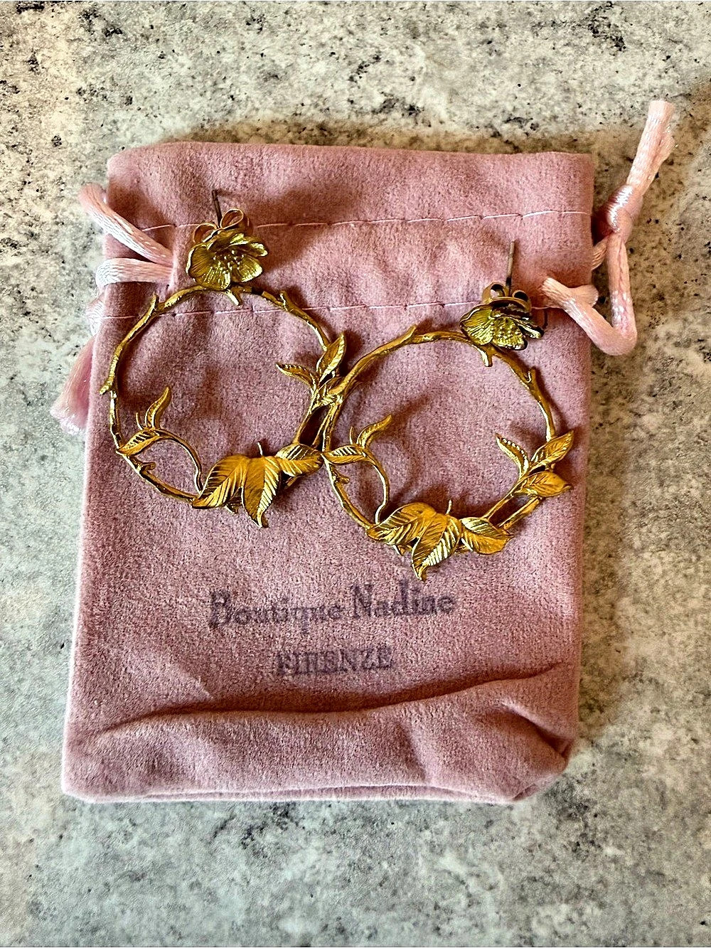 Floral Gold-Tone Hoop Earrings